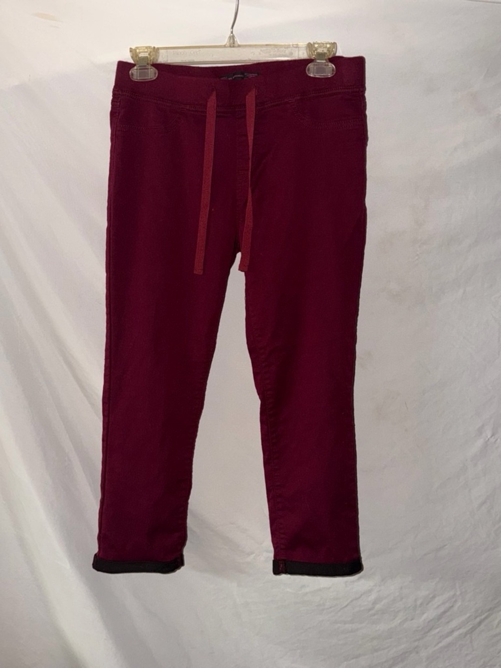 Burgundy Drawstring Casual Pants